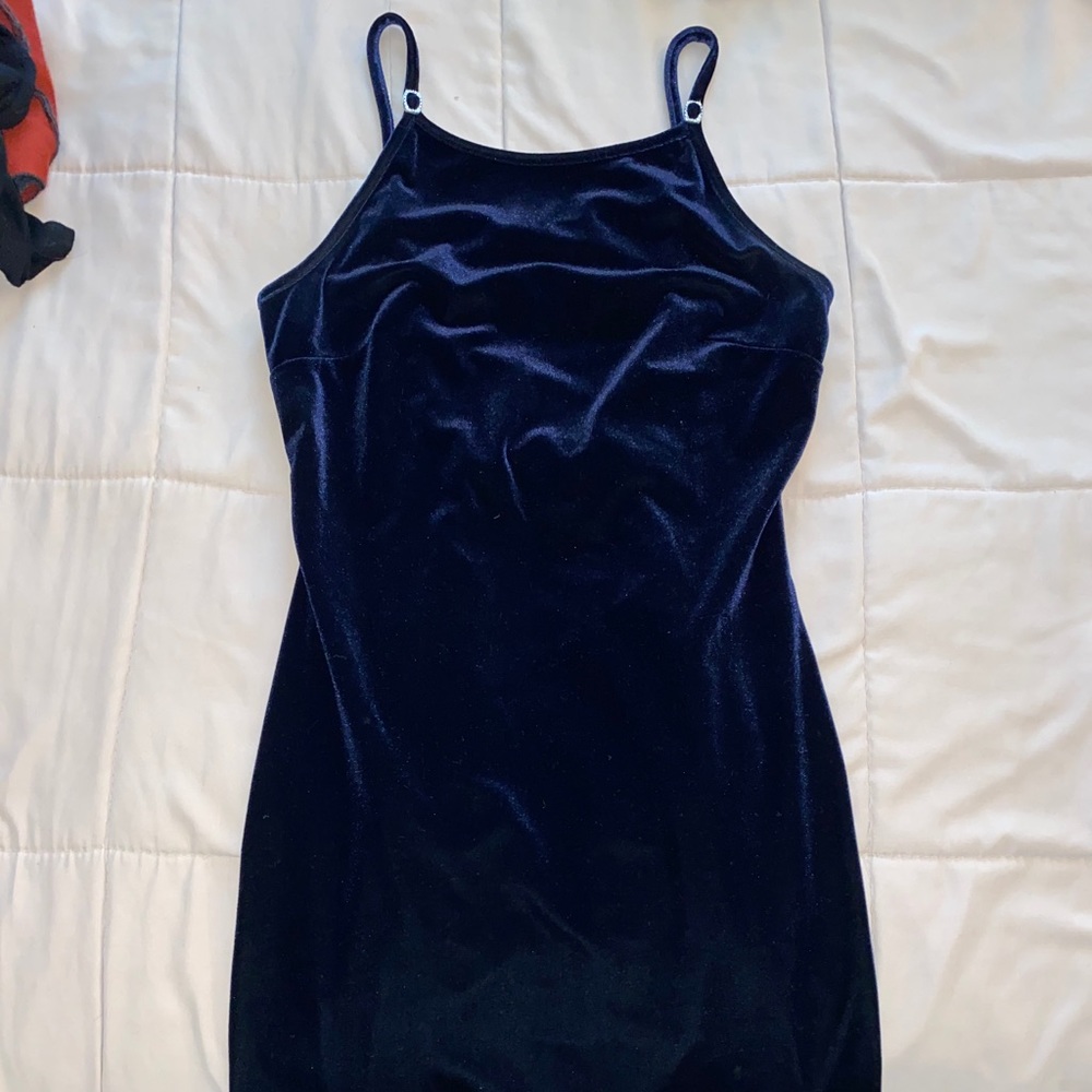 Royal blue velour bodycon dress